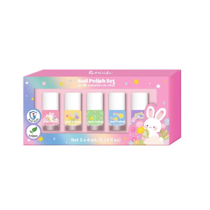 Kids Water-Based Nail Polish Set – 5 Colors